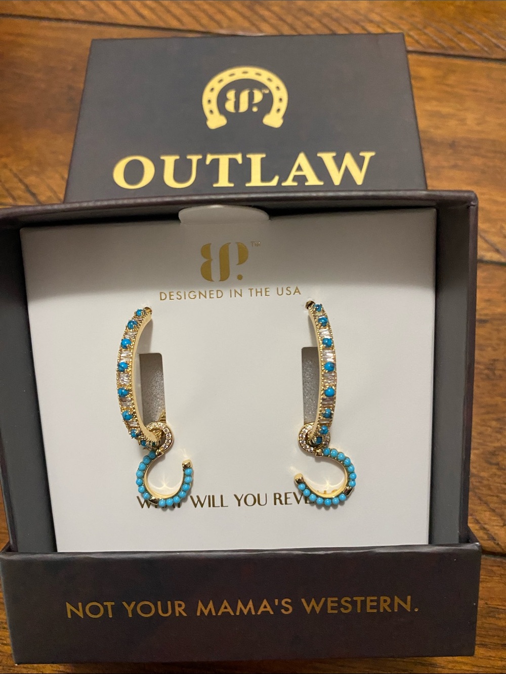 Bomb Party Outlaw Earrings - Turquoise Magnesite & Diamond Cubic Zirconia - Gold